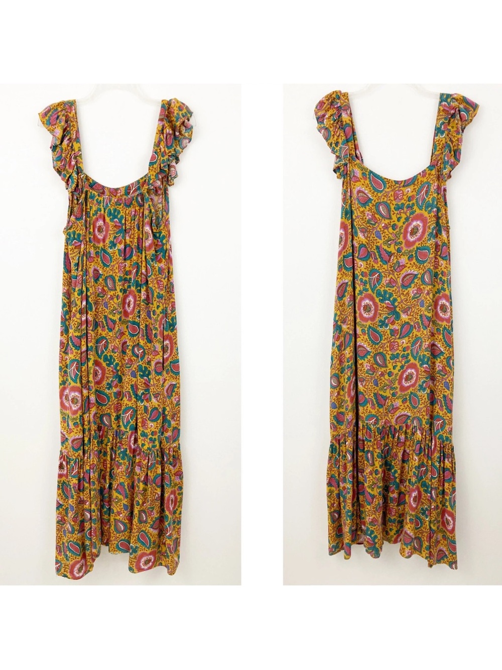 House of Harlow 1960 Floral Paisley Maxi Dress - Mustard, Pink, Green